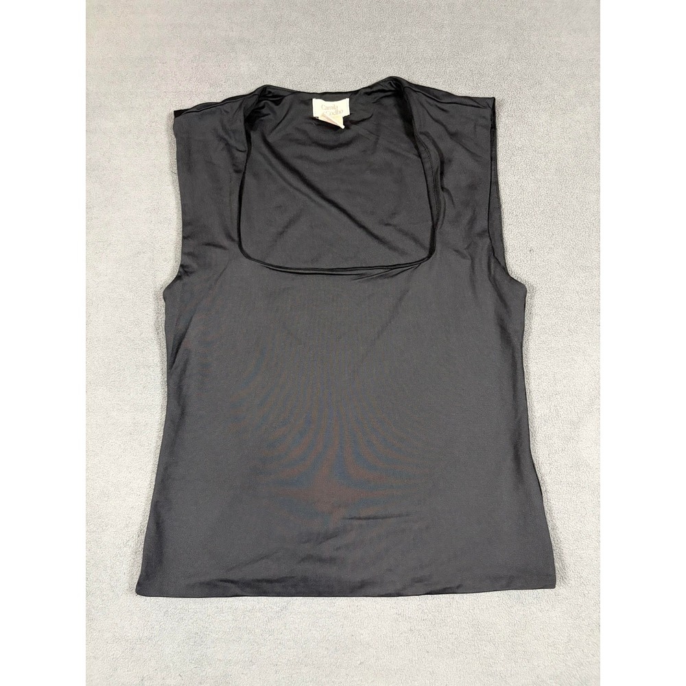 Camila Coelho Tank Top Womens Medium Black Square Neck Sleeveless Stretch